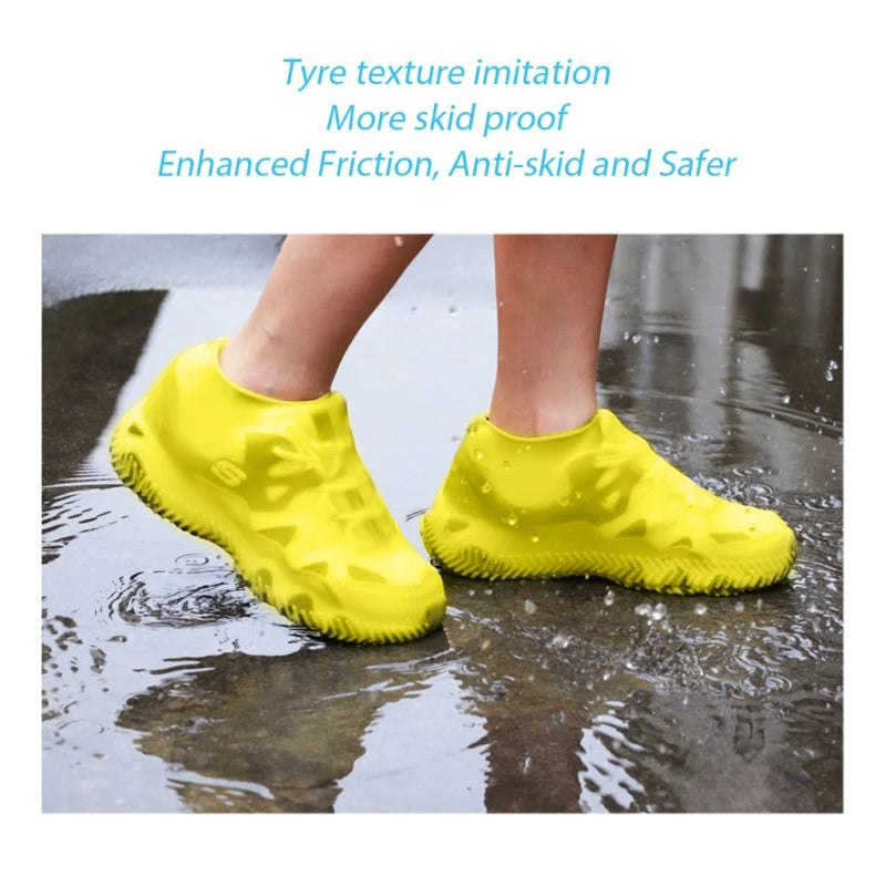 Waterproof Silicone Shoe Covers - 2 Pack Non-Slip High Elastic Wear-Resistant Unisex Rain Boot Covers for Outdoor Rainy Days Reusable