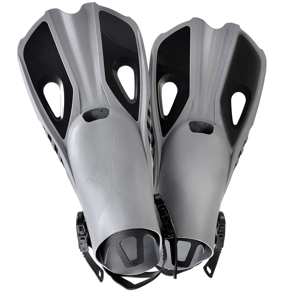 Adjustable Silicone Swimming Fins - Short Travel Diving Flippers with Open Heel Design for Adults, Youth & Kids