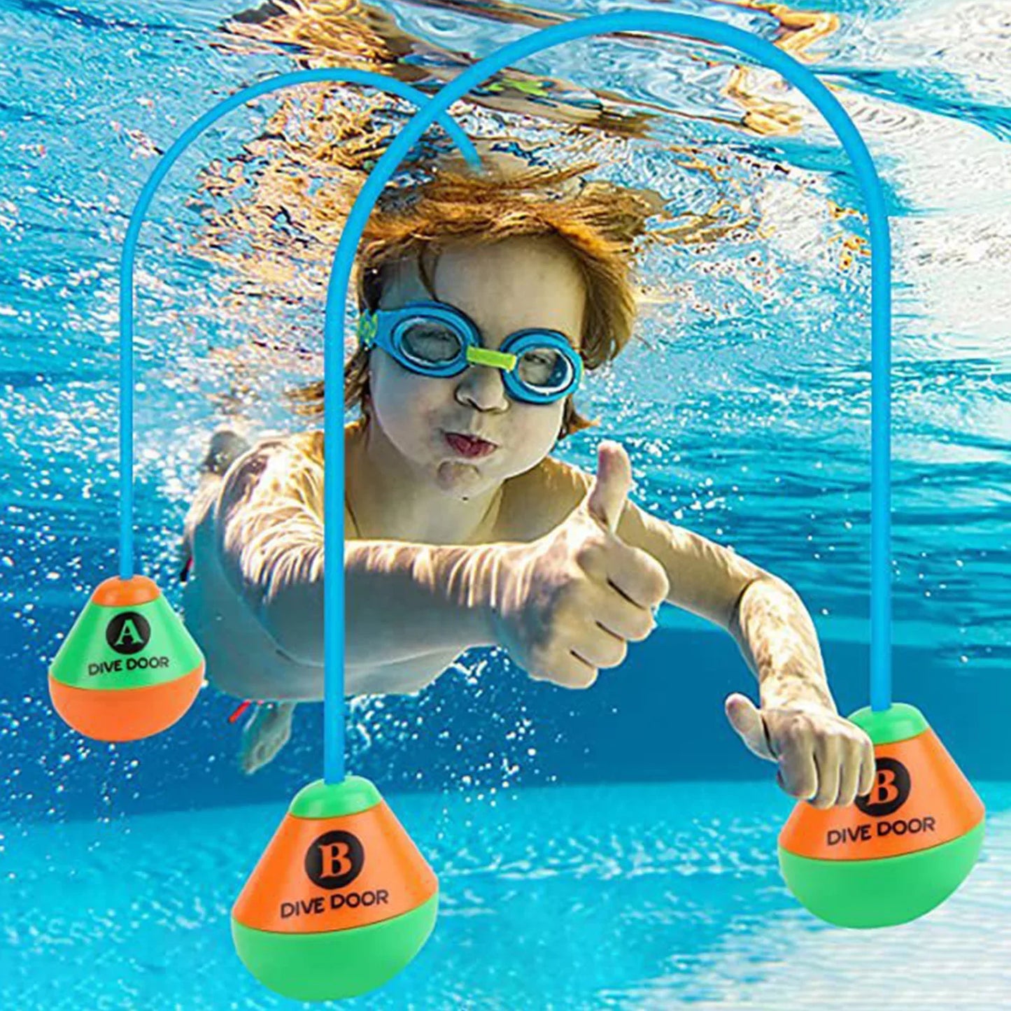 Swimming Pool Dive Rings Set - 2-Piece Reusable Through-Door Diving Game for Adults & Kids - Fun Water Sports Training Aid