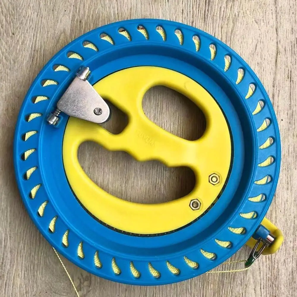 Kite Reel Winder - Fire Wheel Design with Blue Grip