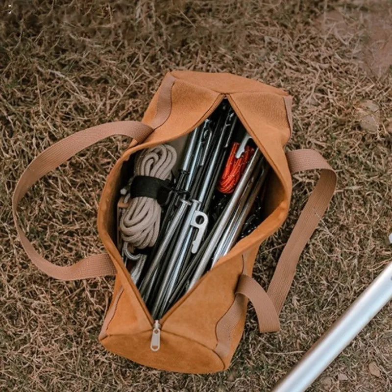 Large Capacity Cylindrical Tent Stake Storage Bag - Lightweight Camping Peg Organizer for Outdoor Adventures