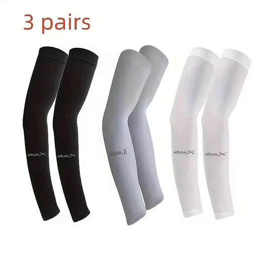 UV Protection Ice Silk Arm Sleeves - Men's Cooling Sports Arm Covers for Cycling, Running & Outdoor Fitness