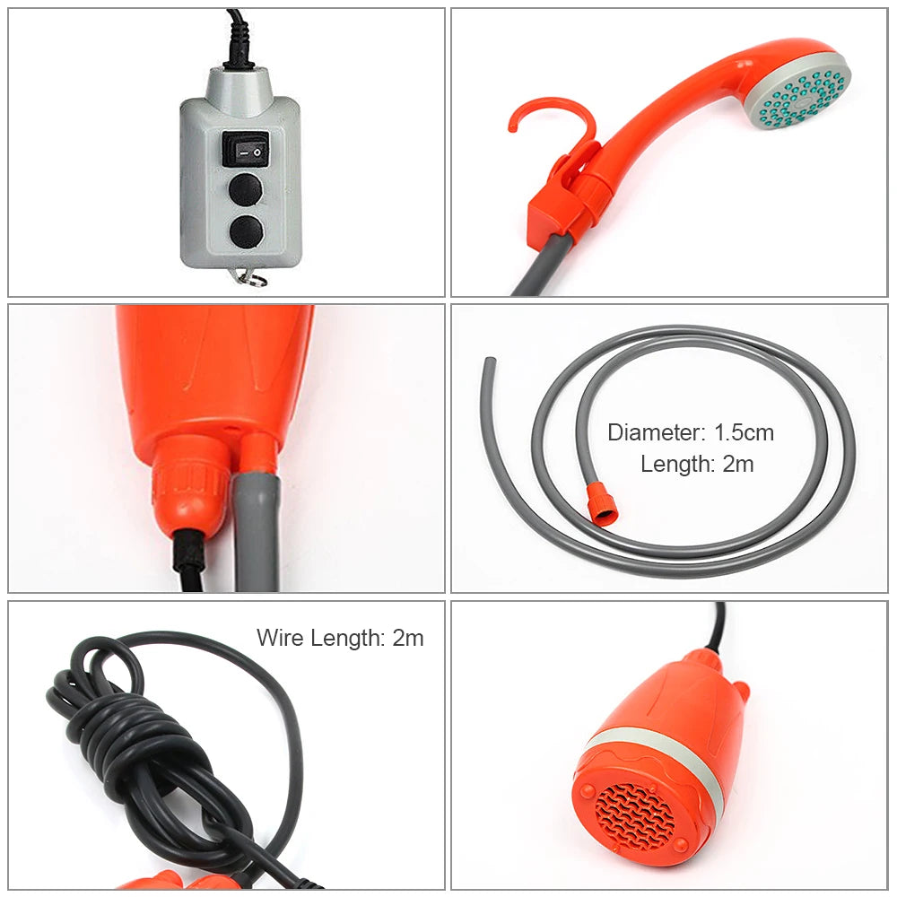 Rechargeable Portable Camping Shower Pump - Outdoor Shower Head for Hiking, Traveling & Camping Equipment