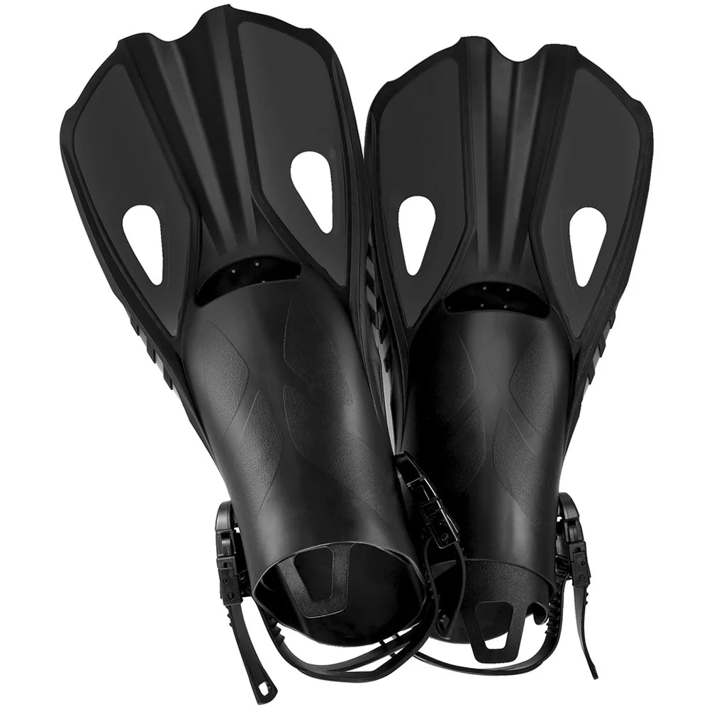 Adjustable Silicone Swimming Fins - Short Travel Diving Flippers with Open Heel Design for Adults, Youth & Kids