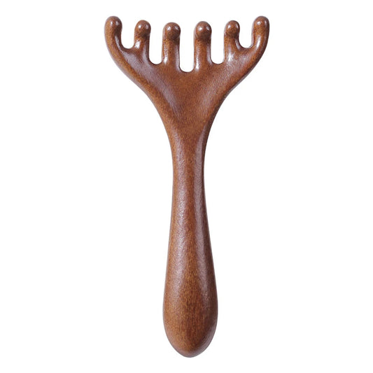 6-Claw Wooden Head Massage Comb - Anti-Static Meridian Massager for Blood Circulation & Gua Sha Therapy