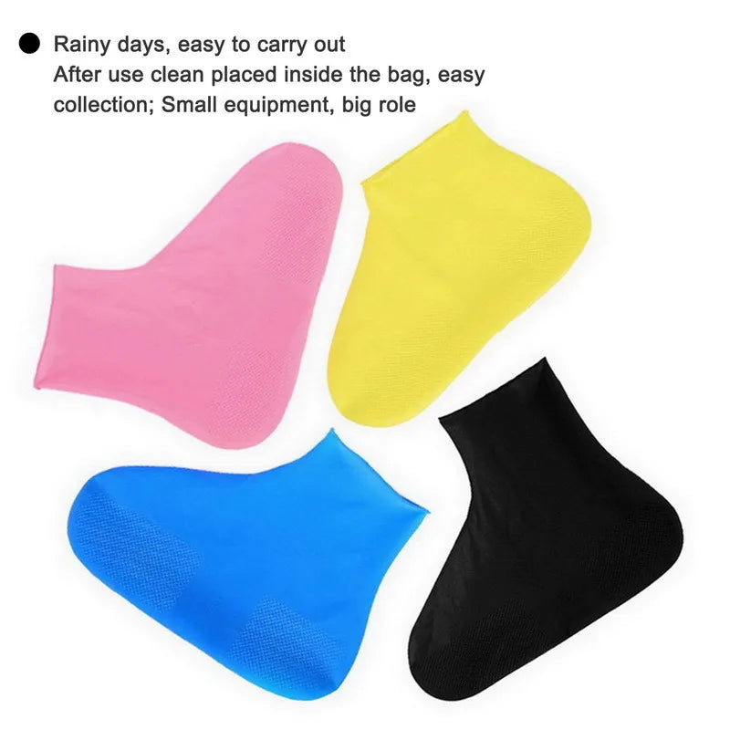 Waterproof Silicone Shoe Covers - 2 Pack Non-Slip High Elastic Wear-Resistant Unisex Rain Boot Covers for Outdoor Rainy Days Reusable