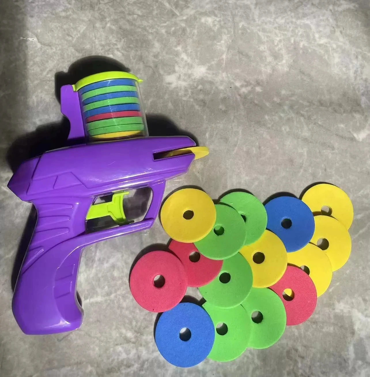 Kids Outdoor Game Foam Disc Gun Toy - Interactive Flying Disc Shooting Launcher for Parent-child Fun