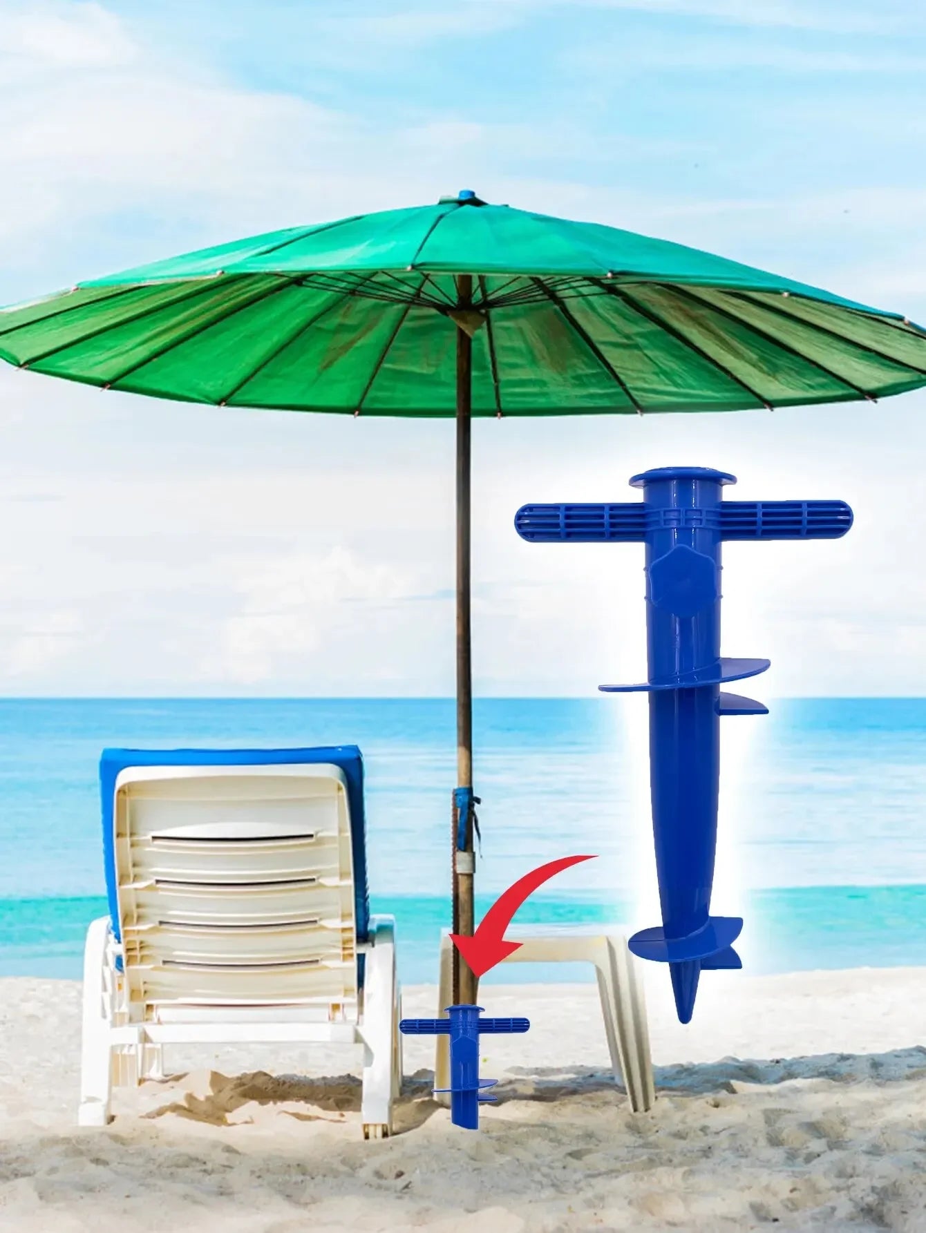 Beach Umbrella Base Insert - Plastic Floor Fork Plug Accessory (1 Piece)