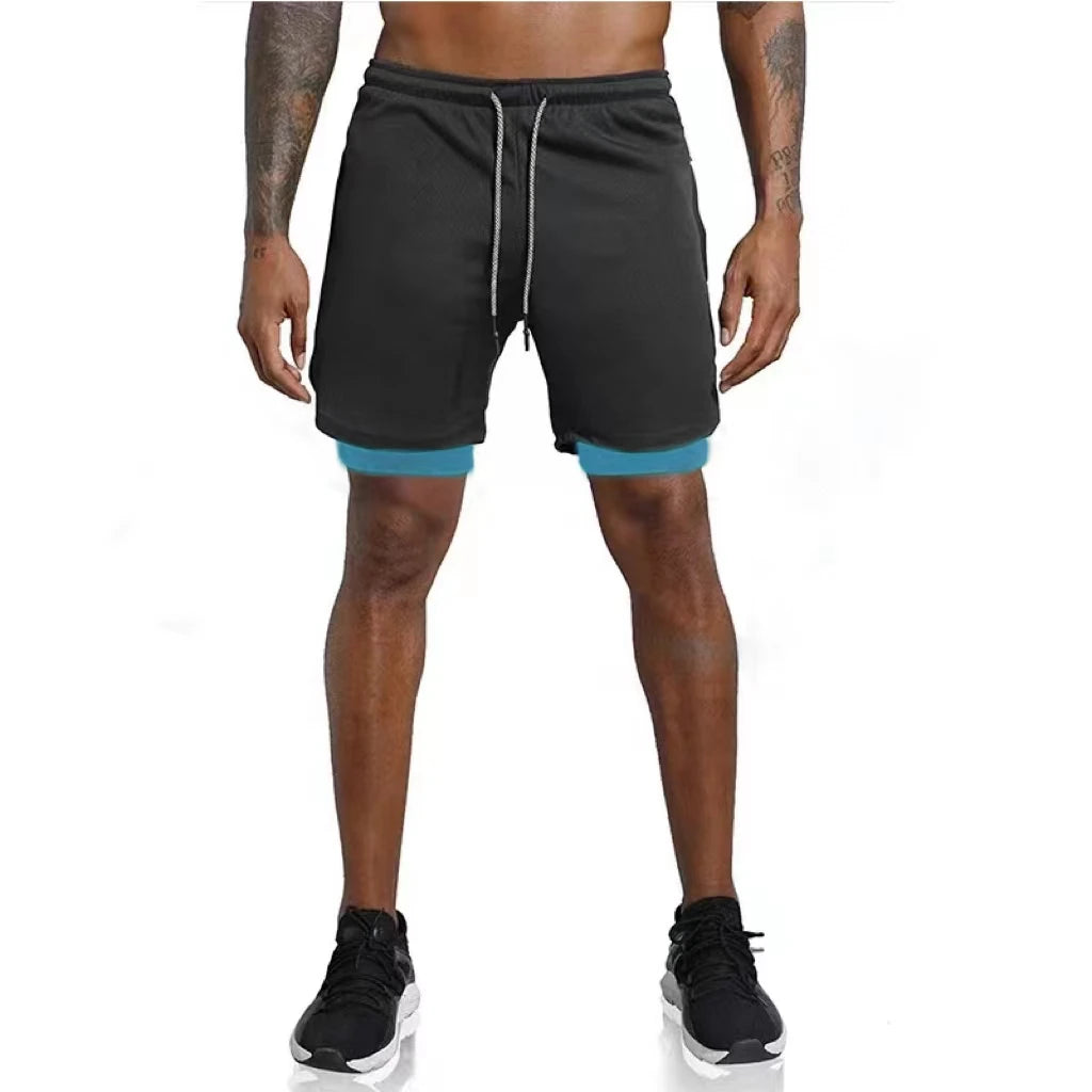 Men's 2-in-1 Compression Athletic Shorts - Double Layer Summer Fitness Training Shorts for Gym & Sports