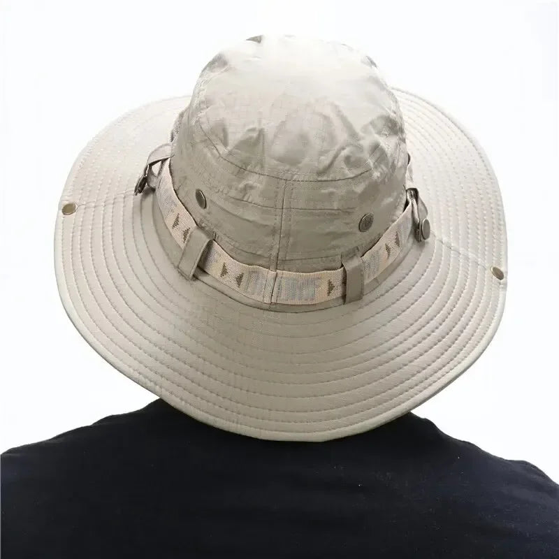 Men's UV Protection Wide Brim Bucket Hat - Outdoor Safari Hiking Mesh Fisherman Cap