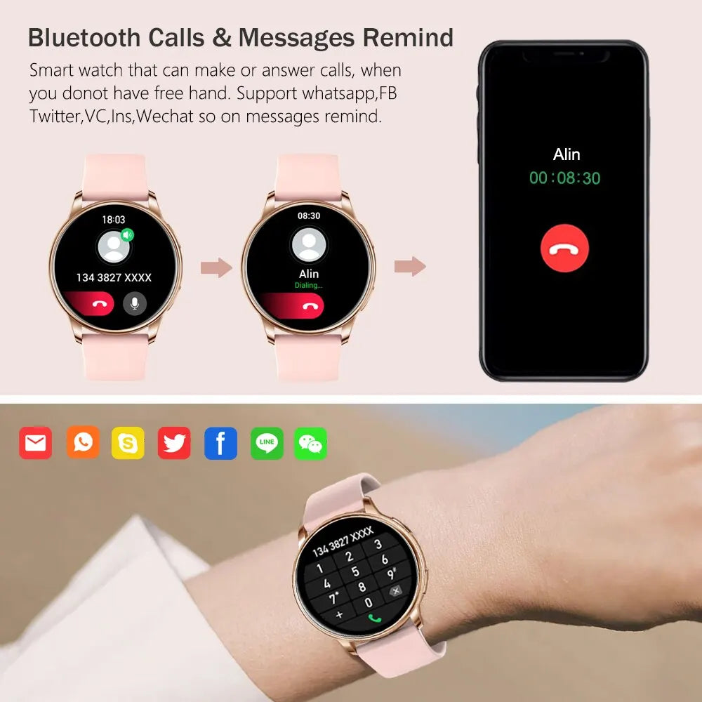 Bluetooth Call Smart Watch Women / Men Custom Dial Watches Sport Fitness Tracker Heart Rate Smartwatch For Android IOS Y22