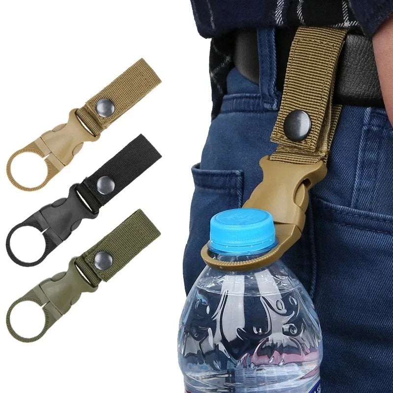 Outdoor Nylon EDC Carabiner Water Bottle Holder - Webbing Buckle Hook Clip for Backpack Belt Camping & Climbing