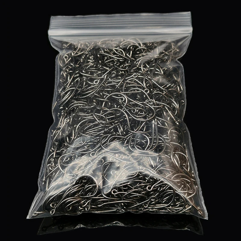 Professional Fishing Hook Set - 200 Pieces Eyed Circle Jighead Hooks, Sizes 3-12, Barbed Design for Carp Fishing and General Angling