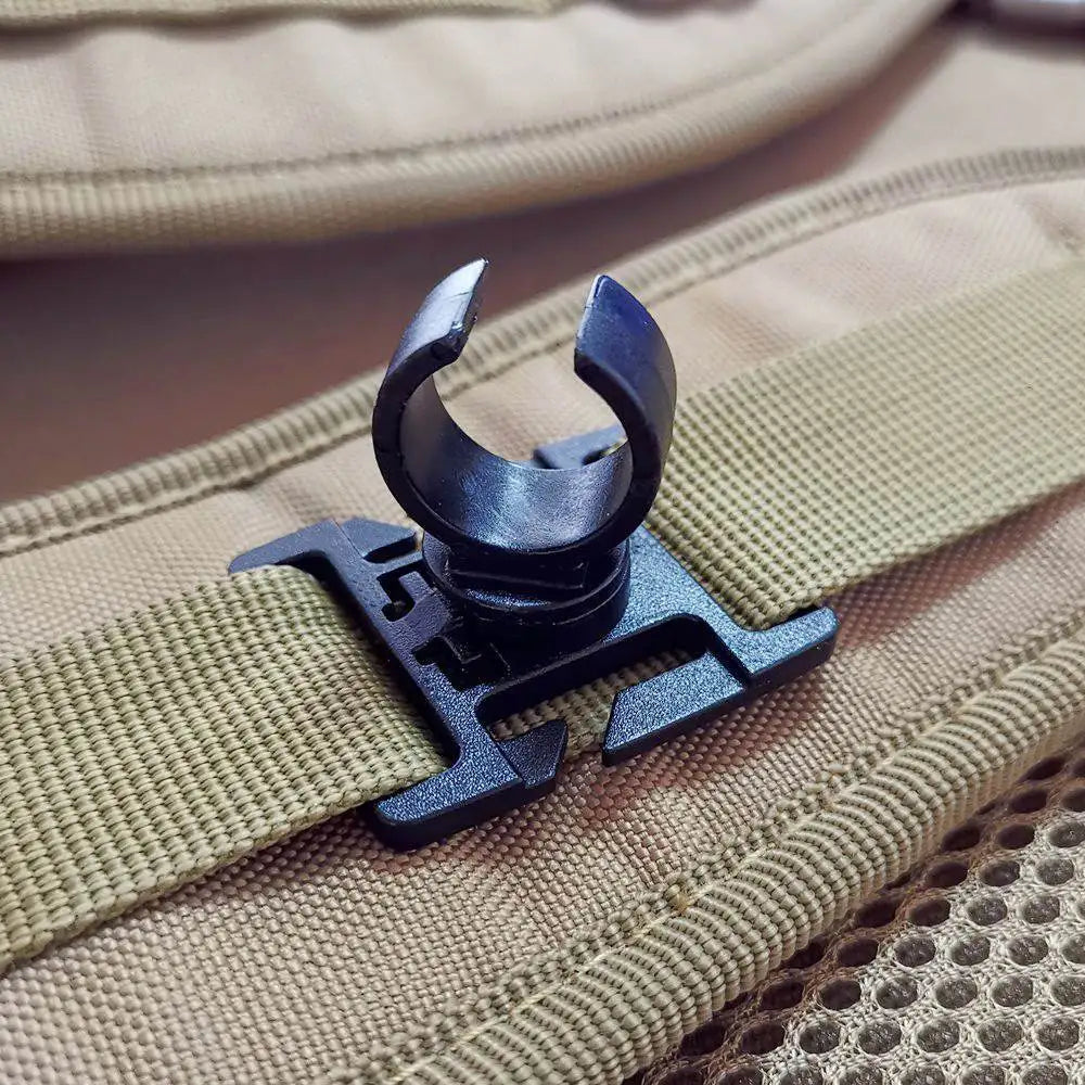 Swivel U-Ring Flashlight Holder - Multi-Purpose Backpack Light Clamp for Outdoor Hiking, Climbing & Work - Water Pipe, Pole & Shoulder Strap Compatible
