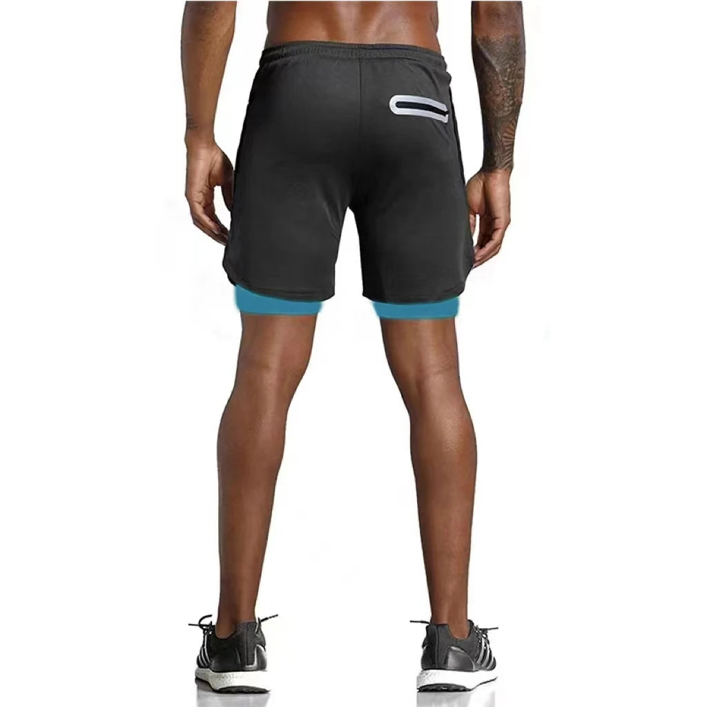 Men's 2-in-1 Compression Athletic Shorts - Double Layer Summer Fitness Training Shorts for Gym & Sports