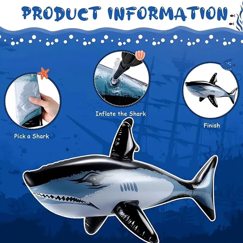 Inflatable Shark Pool Toy - Single Piece Beach Swimming Game Water Sports Gift