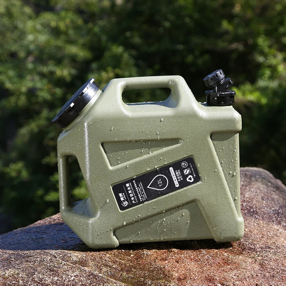 Portable 12L Outdoor Water Tank - Large Capacity Camping Container with Detachable Faucet for Picnic & Travel