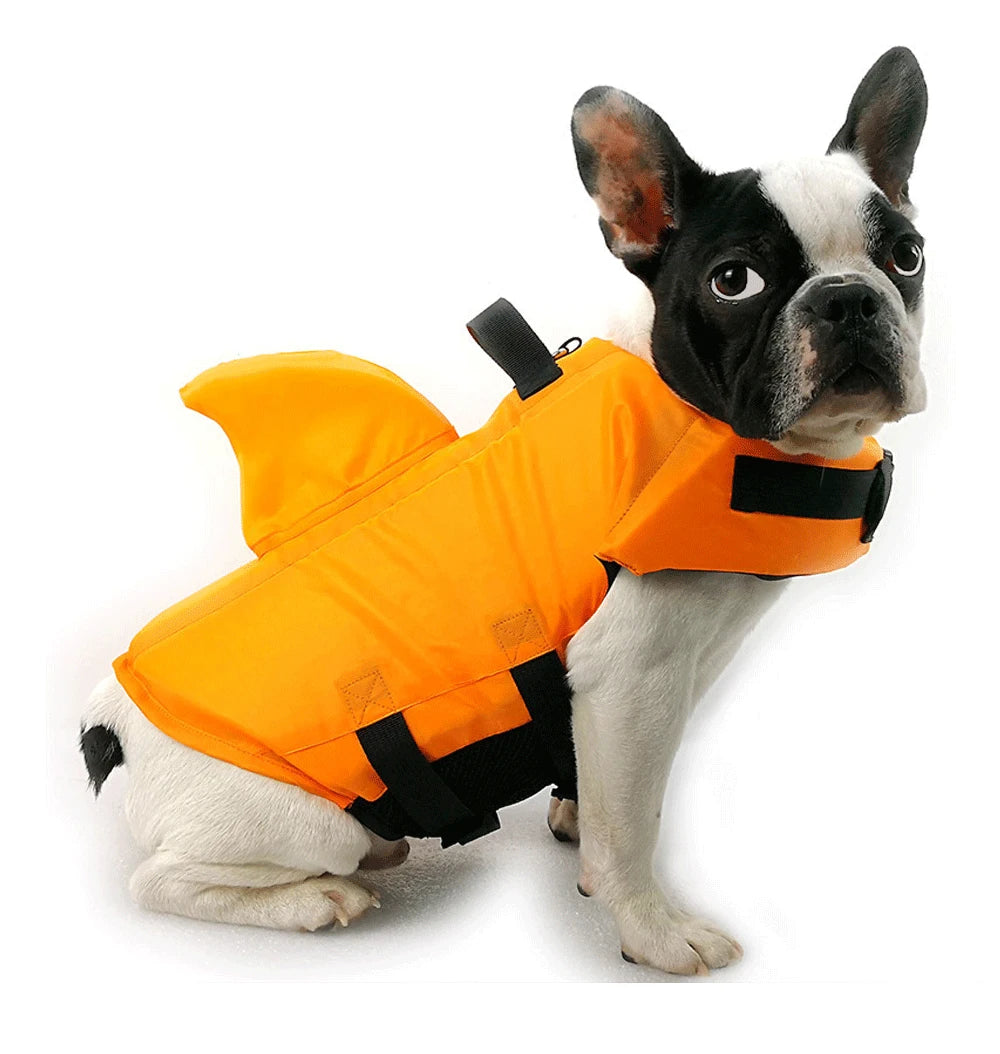 Enhanced Buoyancy Dog Life Jacket - Safety Swimming Vest with Handle for Small Medium Large Dogs - Shark Design Surfing Gear