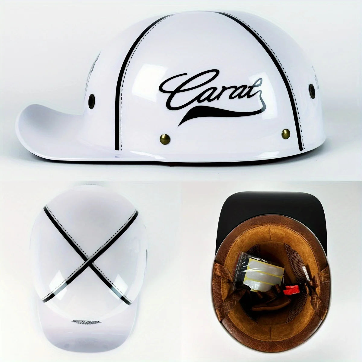 DOT Certified Retro Half-Face Motorcycle Helmet - Baseball Cap Style Cycling Helmet for Men