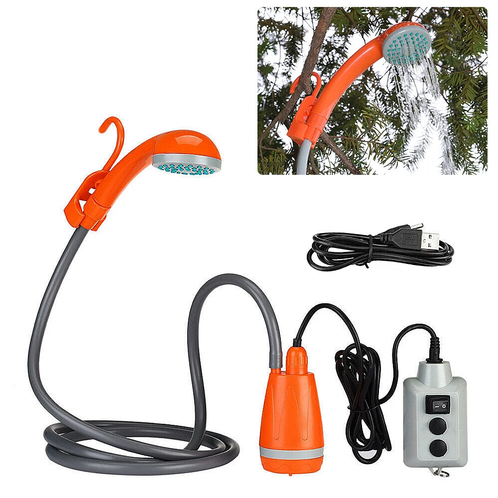 Rechargeable Portable Camping Shower Pump - Outdoor Shower Head for Hiking, Traveling & Camping Equipment