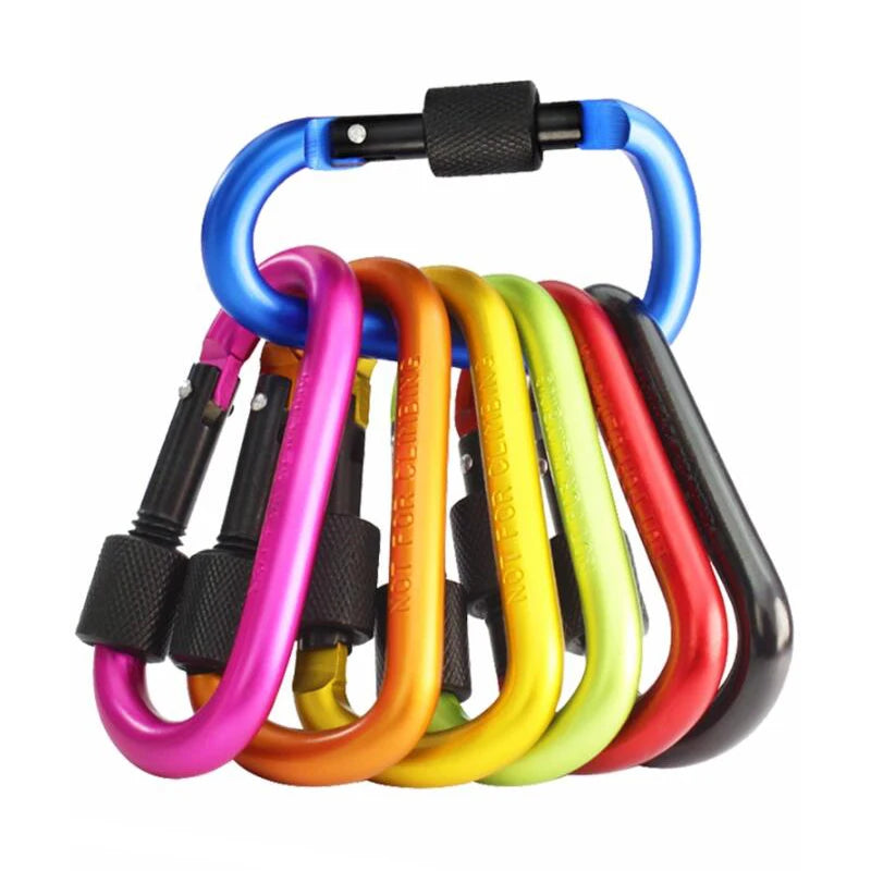 4-Pack Aluminum Screw Gate Carabiners - 7.5mm Diameter Hiking Clips for EDC Outdoor Camping Equipment