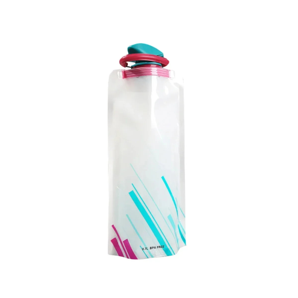 Lightweight Foldable Water Bottle 700ml - Portable Soft Camping Water Bag with Handle & Hanging Hook for Outdoor Sports