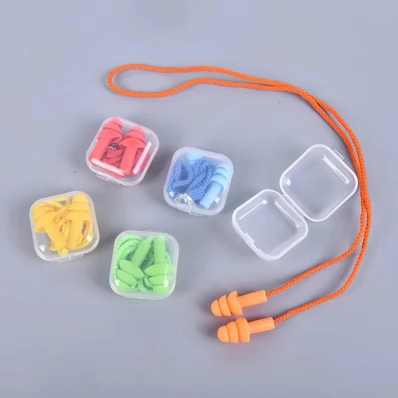 Silicone Swimming Earplugs with Rope - Noise Reduction Sleep Ear Plugs for Diving & Underwater Activities (1 Piece)