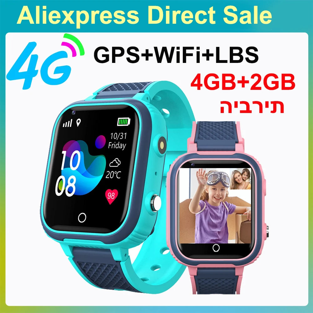 LT21 Kids 4G Smart Watch - GPS WiFi Video Call SOS Waterproof Child Smartwatch with Camera Voice Monitor Location Tracker IP67