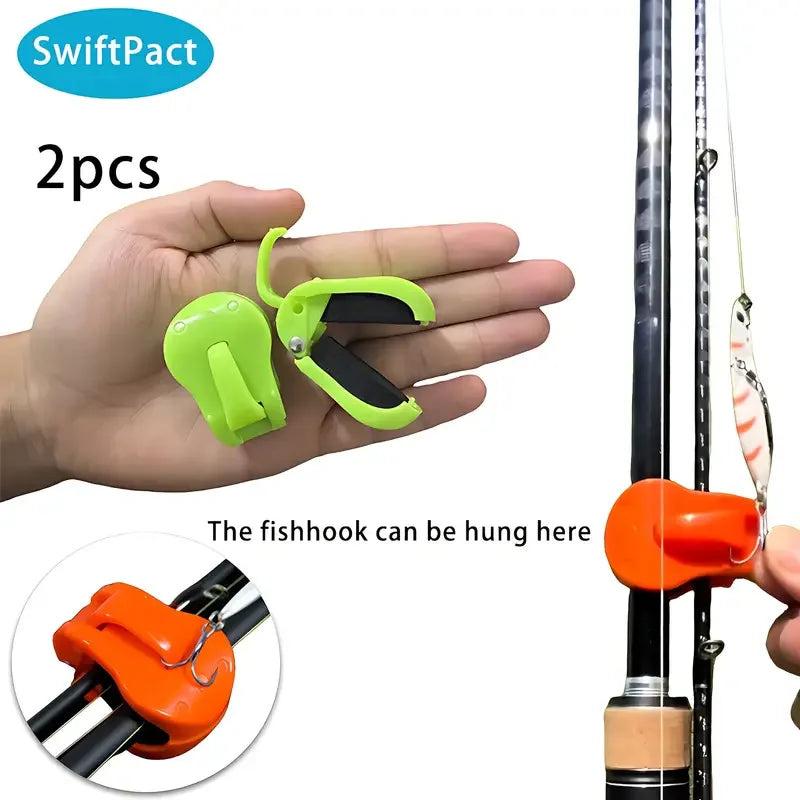 2-Piece Fishing Rod Clip Holder - 2pcs Quick-Attach Tool-Free 1-Hand Secure Grip Tackle Organizer for Freshwater Rods