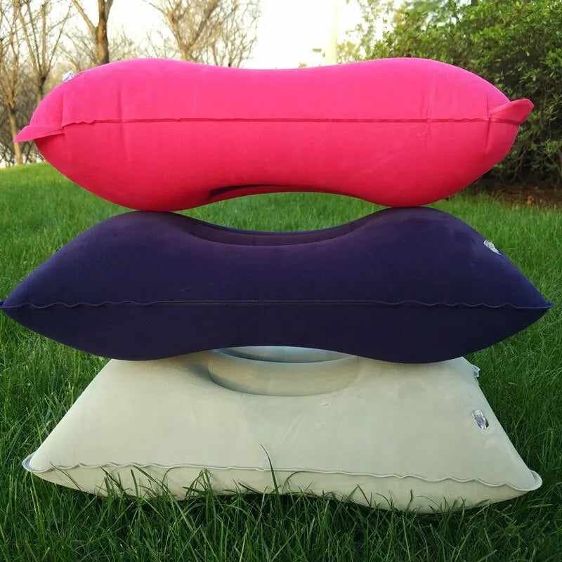 Portable Fold Inflatable Air Pillow - Outdoor Travel Sleeping Camping PVC Neck Stretcher Backrest Plane Comfortable Pillow
