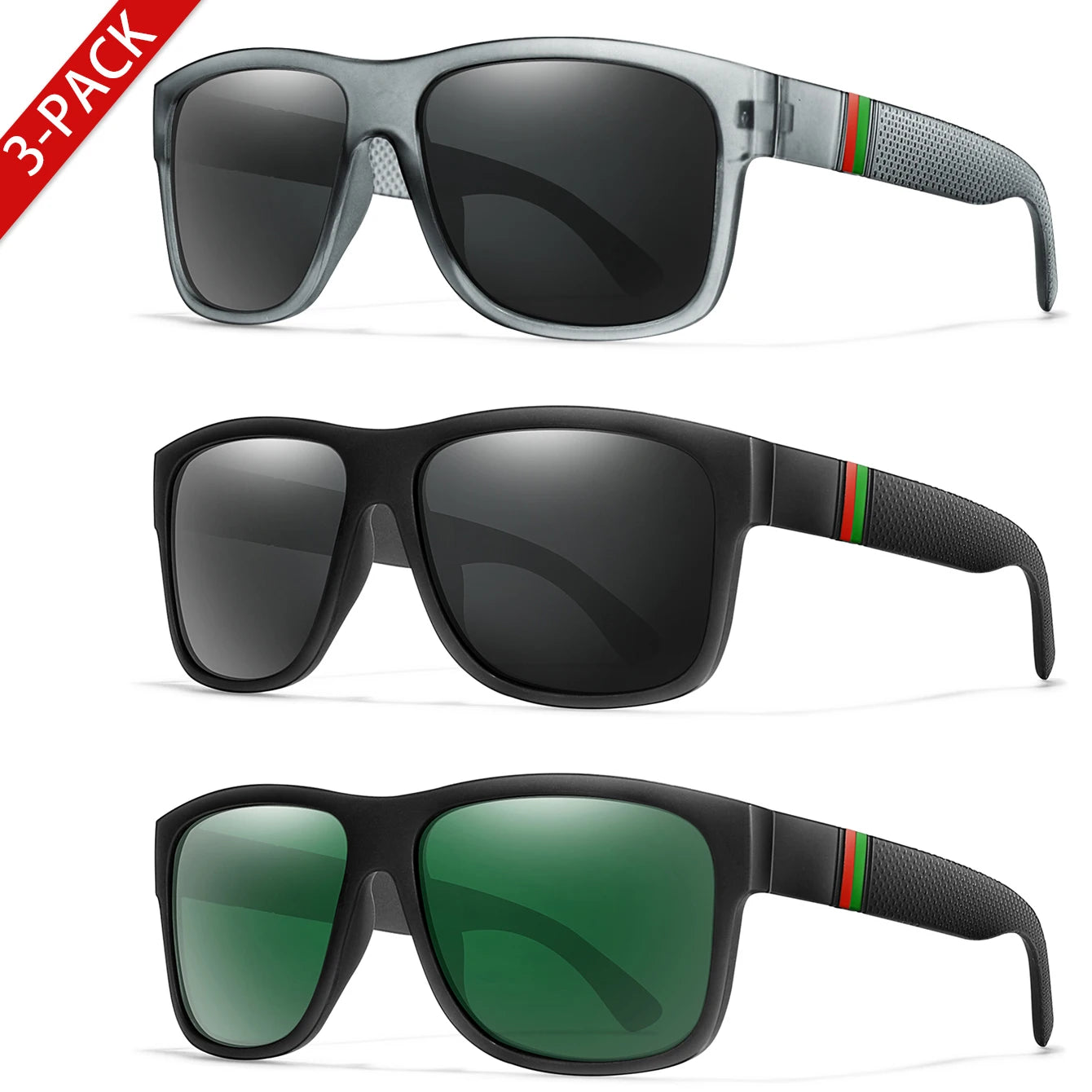 Men's Vintage Large Frame Square Polarized Sunglasses - UV400 Protection for Fishing, Driving, Cycling & Running