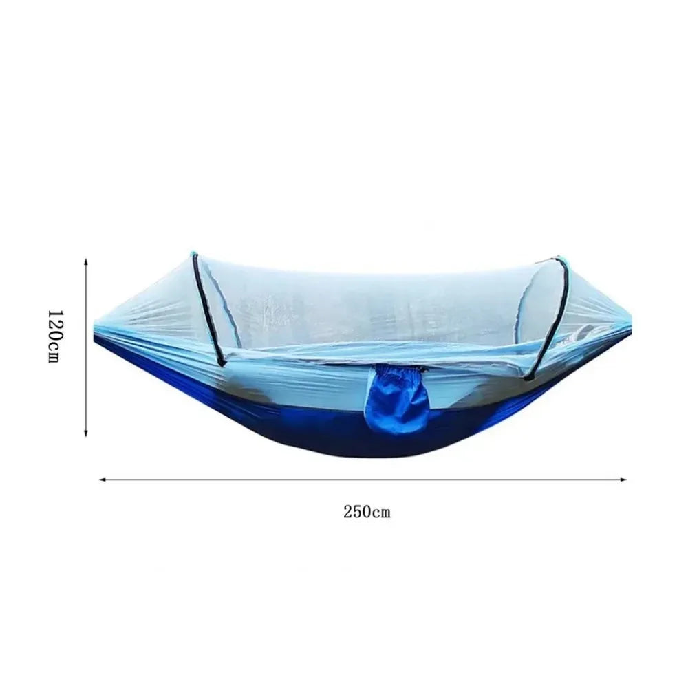 Lightweight Parachute Fabric Camping Hammock with Mosquito Net - High Strength Hanging Bed 250x120cm