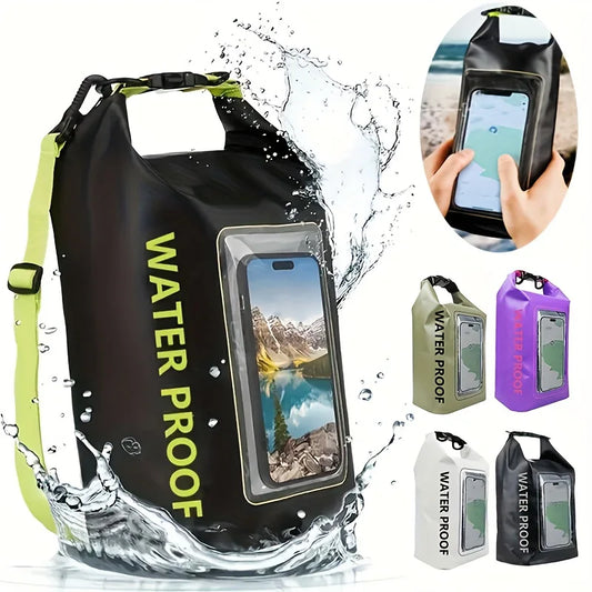 Waterproof PVC Outdoor Dry Bag - 5L & 2L Capacity - Multi-Sport Floating Bag for Swimming, Diving, Kayaking, Rafting & Beach Activities - Crossbody Shoulder Travel Bag for Surfing