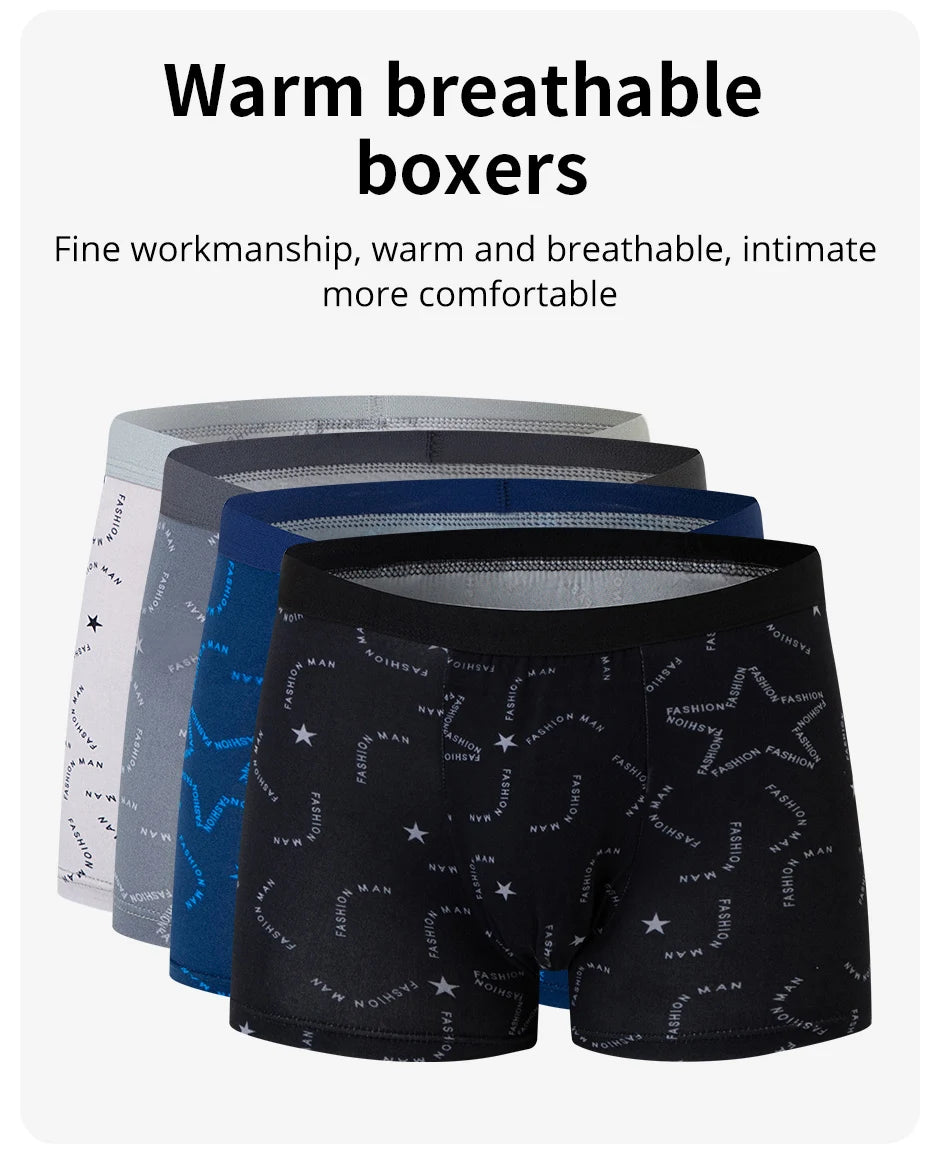 Men's Printed Fashion Boxer Briefs - 4/5 Pack European & American Sizes, Plus Size Comfortable Underwear & Swim Trunks