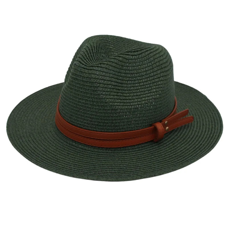 Breathable Straw Panama Hat - European American Style Jazz Sun Hat for Beach & Leisure