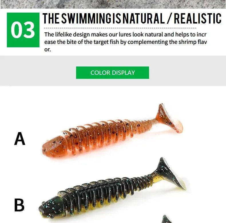 SUNMILE Artificial Soft Bait Fishing Worms - 4cm/0.6g - 20 Piece Set - Rock Fishing Wobblers for Perch, Trout & Bass