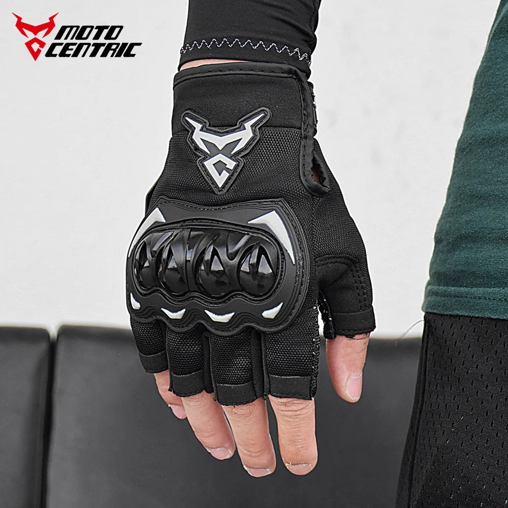 MOTOCENTRIC Half Finger Motorcycle Gloves - Breathable Summer Riding Gloves with Anti-Fall Palm Guard for ATV MTB Cycling