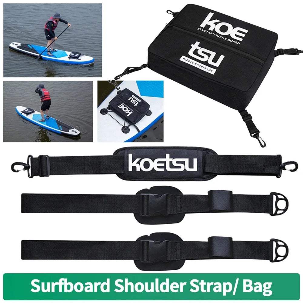Adjustable Surfboard Shoulder Carry Strap - Stand Up Paddle Board Carrier Sling with Deck Bag