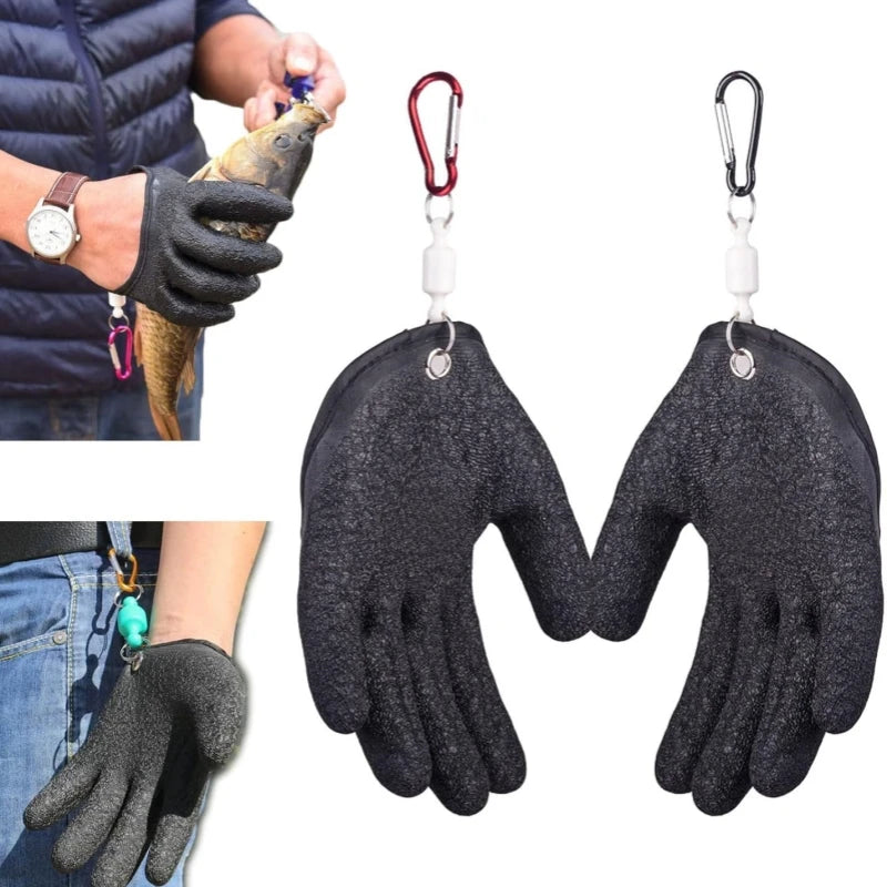 Waterproof Anti-Slip Fishing Gloves with Magnet Release - Puncture & Scrape Protection for Safe Fish Catching