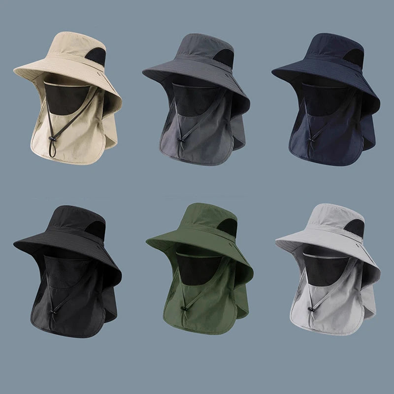 UV Protection Outdoor Sun Hat - Unisex Fishing & Hiking Cap with Neck Flap & Visor for Summer Adventures