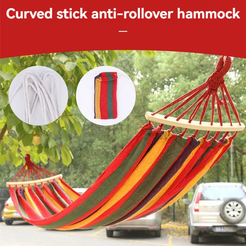 Canvas Outdoor Hammock - Heavy Duty Camping Swing with Tree Ropes - 200kg Weight Capacity - Ideal for Garden, Patio & Backyard