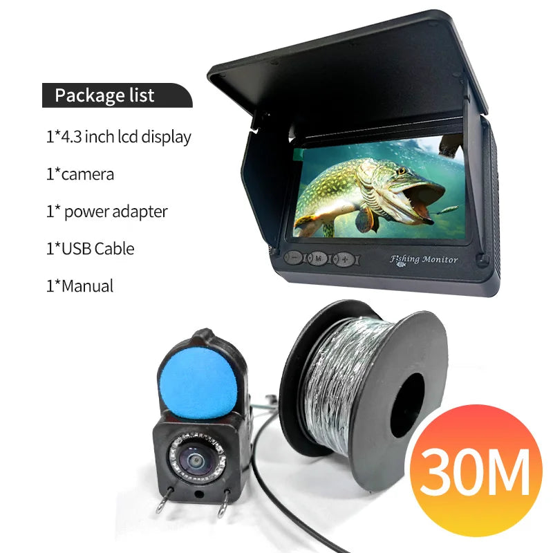 Handheld Fish Finder with 4.3 Inch 1080P LCD Display - Portable Underwater Fishing Camera with 120° View and Night Vision