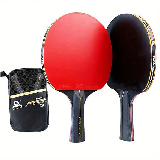 2Pcs Professional Table Tennis Rackets, 6 Star Table Tennis Racket, Double Sided Rubber Paddle With Bag