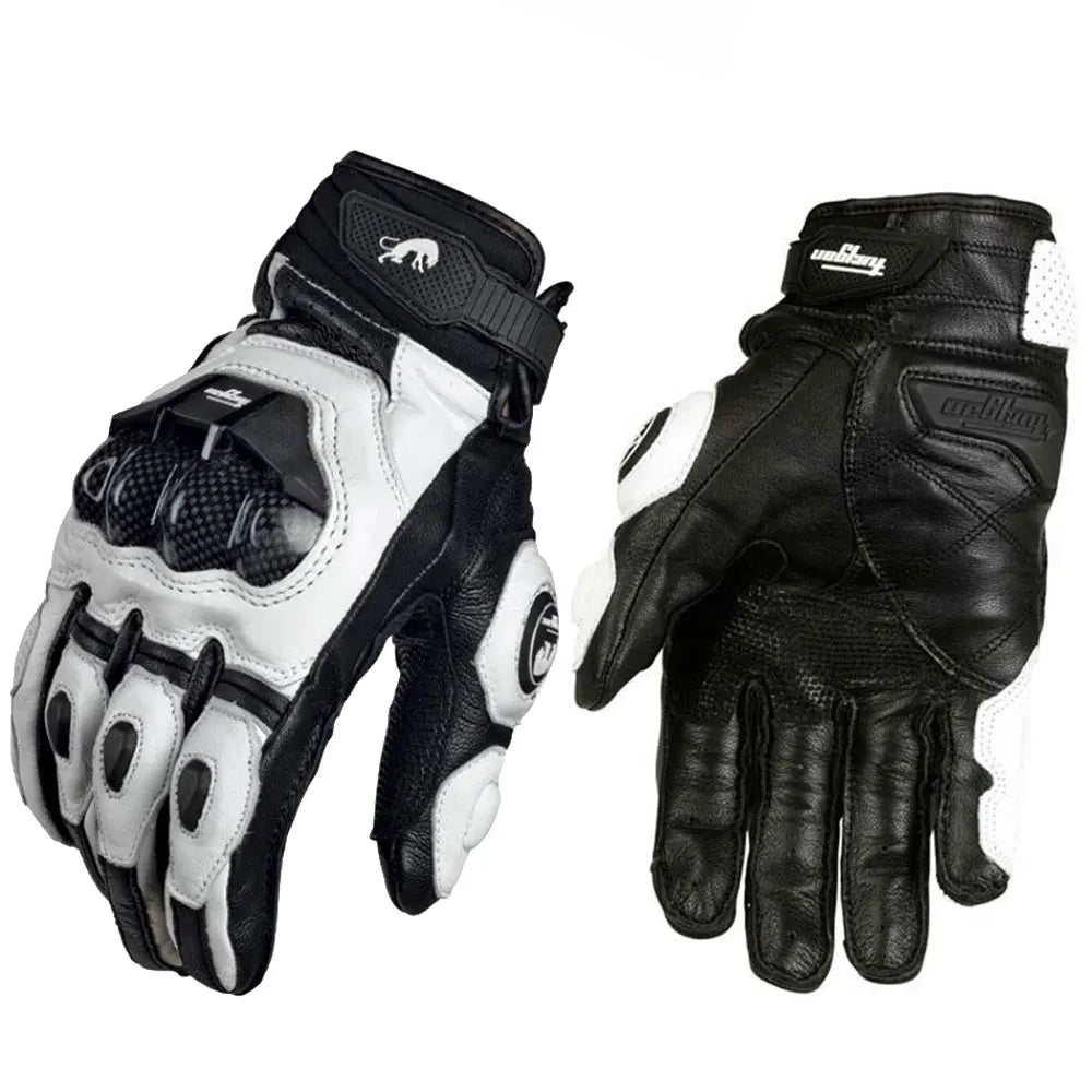 Men's Leather Motorcycle Gloves - Windproof Motocross Riding Gloves with Protective Equipment