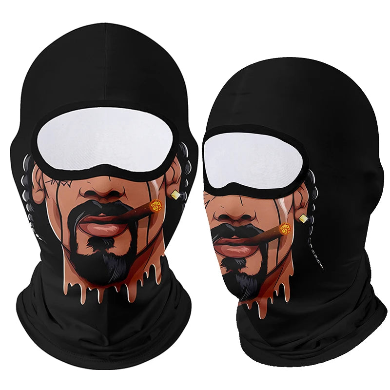Full Face Balaclava Mask - Breathable Windproof UV Sun Protection - Moto Skull Ghost Clown Design for Summer Spring