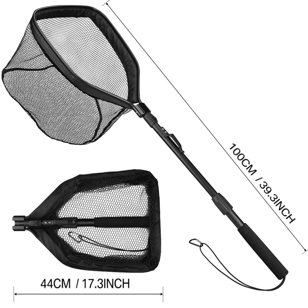 Professional Telescoping Fishing Landing Net - Aluminum Alloy Construction - Extends 55cm to 190cm with Folding Mesh Design