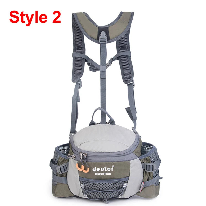 Men's Outdoor Sports Waist Bag - Multi-Purpose Hiking Backpack for Cycling, Camping, Climbing, Running with Water Bottle Holder - Bicycle Fanny Pack for Fishing