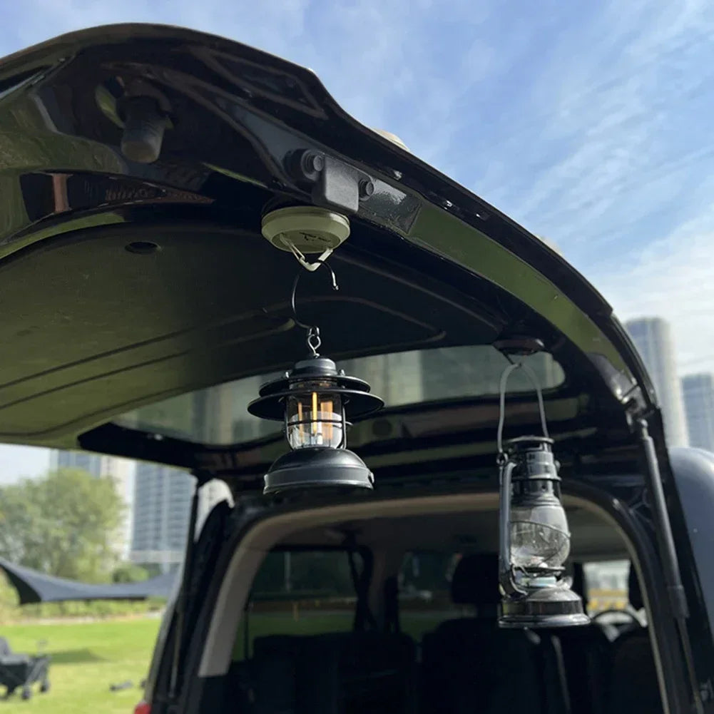 Multi-Purpose Magnetic Camping Hook - Portable Tent Ceiling Clamp with Suction Cup for Outdoor Rope & Lamp Storage
