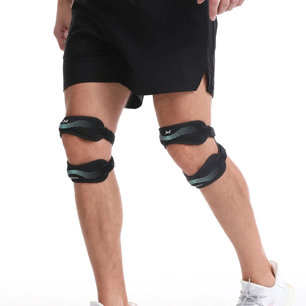Upgraded Sports Knee Pads - Double Patella Straps, Anti-Slip Silicone, Adjustable & Shock-Absorbing