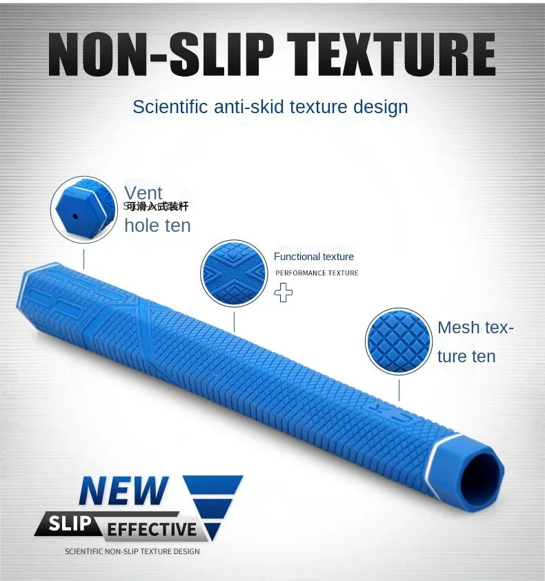 Hexagonal Rubber Golf Club Grips - PGM SB004 Universal Grip for Iron, Wood & Putter Clubs (Black/Blue)